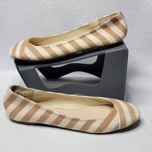 Wanted Ahoy Ballet Flats Women's Shoes Size 8.5 Brown Striped Slip-On Preppy